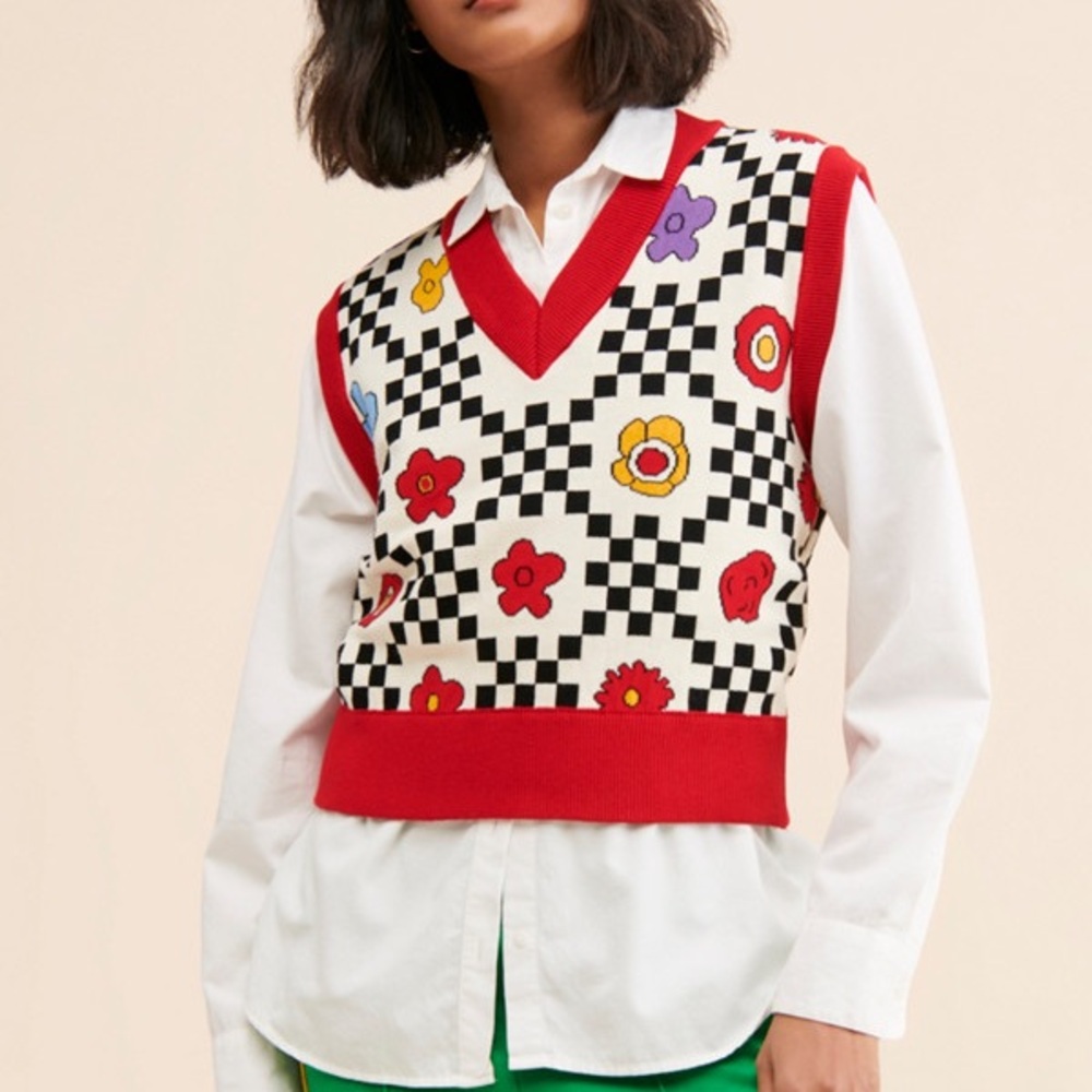 Kina and Tam Floral Sweater Vest